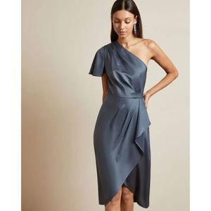 Ted Baker Waterfall Dress In Smoky Grey Color Size